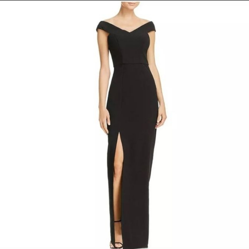 NWT  Bariano Australia Black Off Shoulder Sheath Gown Size XS